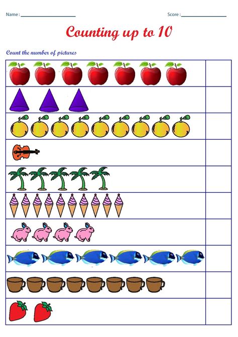 counting to 10 worksheets kindergarten.